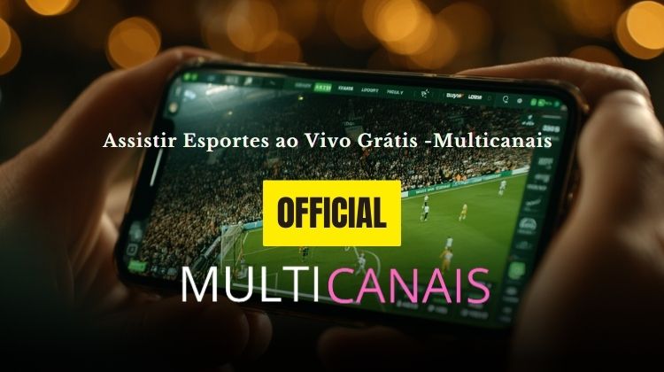 Tela de transmissão ao vivo do Multicanais exibindo jogo de futebol em alta definição.